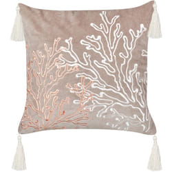 Beliani - Coussin Décoratif en Velours Taupe à Motif de Corail 45 x 45 cm Rembourré Polyester Mazzaella