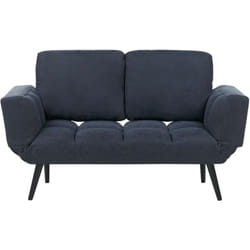 Beliani - Canapé-lit 2 Places en Tissu Bleu Marine Métal et Bois Mécanisme Clic Clac de Style Rétro Brekke