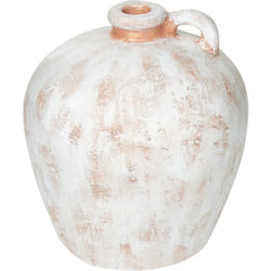 Vase Décoratif en Terre Cuite Blanc Finition Laquée 31 cm Fait Main pour Fleurs Sèches Ipoh