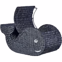 Corbeille en forme de baleine. Plongez dans les merveilles de l'organisation avec ce panier fait main. Son design noir épuré  ...