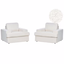 Lot de 2 fauteuils en tissu bouclé blanc ALLA