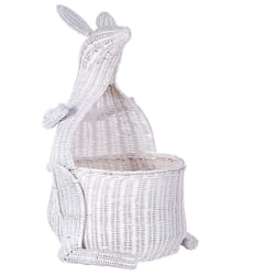 Beliani - Panier de Rangement en Rotin Blanc 46 x 42 cm en Forme de Kangourou pour Chambre d'Enfant Kapiti