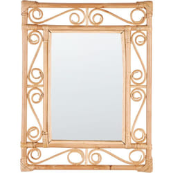 Miroir Mural Suspendu en Rotin Clair Finition Laquée 41 x 52 cm Forme Rectangle Amanu