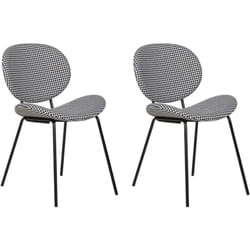 Lot de 2 Chaises de Salle à Manger Design Rétro Sans Accoudoirs en Polyester Noir et Blanc Luana