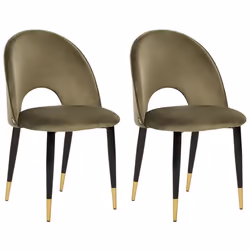 Lot de 2 chaises de salle à manger en velours vert olive MAGALIA