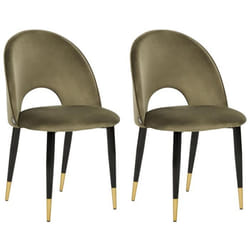 Lot de 2 chaises de salle à manger en velours vert olive MAGALIA