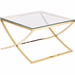 Table à café à plateau de verre. Cette élégante table basse, dotée d'un cadre en forme de X, confère une touche de glamour à  ...