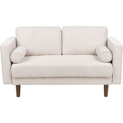 Beliani - Canapé 2 Places en Tissu Polyester Beige Bois d'Eucalyptus d'Hévéa et Contreplaqué Rembourré Nurmo