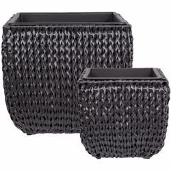 Set de 2 pots de plantes en rotin synthétique. Mettez vos plantes en valeur avec notre lot de deux pots ronds en polyrotin du ...