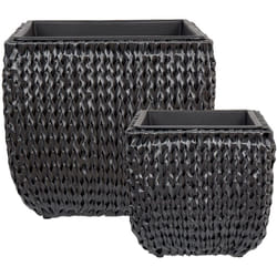 Lot de 2 Pots à Plantes pour l'Intérieur et l'Extérieur avec insert en Polyrotin Noir Berberis