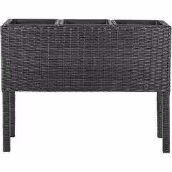 Jardinière surélevée. Cette élégante jardinière surélevée, fabriquée en polyrotin durable, est parfaite pour apporter une tou ...