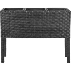 Beliani - Bac à Fleurs Surélevé en Polyrotin Noir et Acier 77 x 28 cm sans Trou de Drainage Caragana