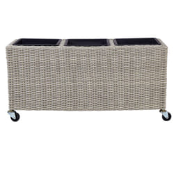Beliani - Bac à Fleurs sur Roues en Polyrotin Marron et Acier 82 x 28 cm avec Trou de Drainage Bellis