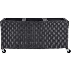 Beliani - Bac à Fleurs sur Roues en Polyrotin Noir et Acier 82 x 28 cm avec Trou de Drainage Bellis