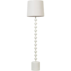 Lampadaire Blanc en Métal et Abat-Jour en Lin Conique 160 cm à Pied Sculpté Krios