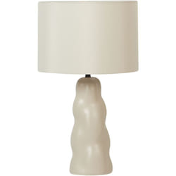 Beliani - Lampe de Table en Céramique Beige Lin et Polyester Abat-Jour en Tambour 51 cm de Chevet Vilar