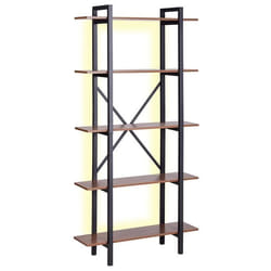 Bibliothèque en bois sombre à 5 étagères à LED DARBY