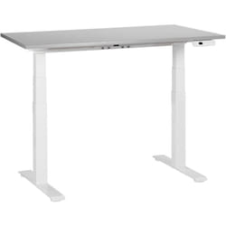 Beliani - Bureau Électrique Hauteur Réglable Design Moderne Pieds Carrés 120 x 72 cm Plateau Gris et Cadre Acier Blanc destines