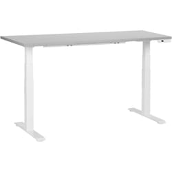 Beliani - Bureau Électrique Hauteur Réglable Design Moderne Pieds Carrés 160 x 72 cm Plateau Gris et Cadre Acier Blanc destines