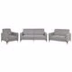 Ensemble canapés et fauteuil en tissu gris 6 places FENES