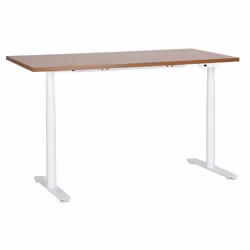 Bureau électrique à hauteur réglable 160 x 72 cm bois foncé et blanc DESTINAS