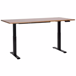 Bureau électrique à hauteur réglable 180 x 72 cm bois foncé et noir DESTINES