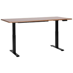 Bureau électrique à hauteur réglable 180 x 72 cm bois foncé et noir DESTINES