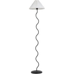 Beliani - Lampadaire Blanc et Noir en Métal et Abat-Jour en Synthétique Conique 161 cm à Pied Sinueux Jikawo
