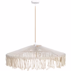 Lampe pendante à franges tressées. Filigrane, éclectique et fluide, cette lampe suspendue à franges fait sensation où qu'elle ...