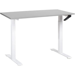Beliani - Bureau Hauteur Réglable Manuellement Design Moderne Pieds Carrés 120 x 72 cm Plateau Gris et Cadre Acier Blanc destines