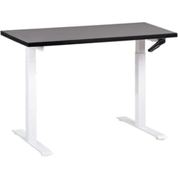 Beliani - Bureau Hauteur Réglable Manuellement Design Moderne Pieds Carrés 120 x 72 cm Plateau Noir et Cadre Acier Blanc destines