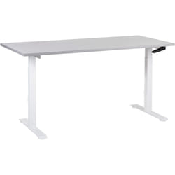 Beliani - Bureau Hauteur Réglable Manuellement Design Moderne Pieds Carrés 160 x 72 cm Plateau Gris et Cadre Acier Blanc destines
