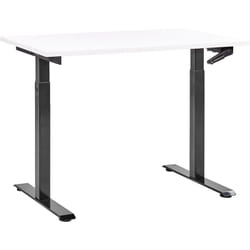 Beliani - Bureau Hauteur Réglable Manuellement Design Moderne Pieds Carrés 120 x 72 cm Plateau Blanc et Cadre Acier Noir destines