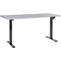 Beliani - Bureau Hauteur Réglable Manuellement Design Moderne Pieds Carrés 160 x 72 cm Plateau Gris et Cadre Acier Noir destines