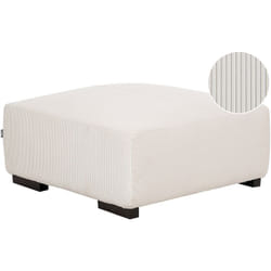 Beliani - Pouf Carré en Velours Côtelé Blanc Cassé Type Ottoman à Pieds en Bois d'Eucalyptus Rembourré Lungo