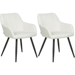 Ensemble de 2 Chaises de Repas Salle à Manger Cuisine Pieds Métal et Assise Rembourrée en Velours Blanc Cassé Casmalia
