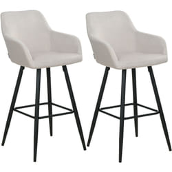 Set 2 Tabourets de Bar Moderne avec Accoudoirs Pieds en Métal et Assise Rembourrée en Velours Taupe Casmalia