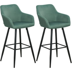 Beliani - Set 2 Tabourets de Bar Moderne avec Accoudoirs Pieds en Métal et Assise Rembourrée en Velours Gris Clair Casmalia