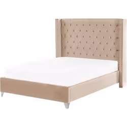 Lit deux places à tête de lit capitonnée. Ajoutez une touche de glamour à votre chambre à coucher avec cet élégant cadre de l ...