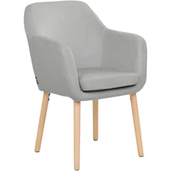 Chaise de Repas Classique avec Accoudoirs Pieds en Bois Tissu Velours Rembourré Gris Yorkville ii