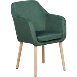 Chaise de Repas Classique avec Accoudoirs Pieds en Bois Tissu Velours Rembourré Vert Yorkville ii