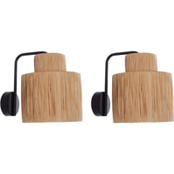 Beliani - Set 2 Lampes Murales Style Boho Abat-Jour Feuille de Palmier Fait Main Naturel et Base en Métal Shinfa