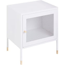 Beliani - Table de chevet Industrielle avec Porte Grillagée Blanc Ossett