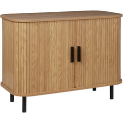 Commode Retro MDF Pieds Métalliques 2 Portes Coulissantes Bois Clair Bradley