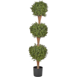 Beliani - Plante Artificielle en Pot Noir Plastique 154 cm Décoration d'Intérieur et Extérieur Buxus Ball Tree