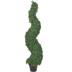 Beliani - Plante Artificielle en Pot Plastique Noir 120 cm Décoration d'Intérieur et Extérieur Boxwood Spiral tree