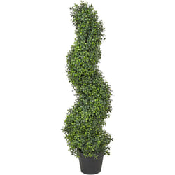 Beliani - Plante Artificielle en Pot Noir Plastique 98 cm Décoration d'Intérieur et Extérieur Buxus Spiral Tree