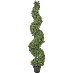 Beliani - Plante Artificielle en Pot Noir Plastique 158 cm Décoration d'Intérieur et Extérieur Buxus Spiral Tree