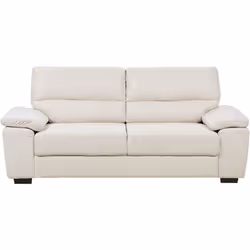Canapé trois places en tissu beige clair. Vous êtes à la recherche d'un canapé à la fois confortable et élégant ? Alors ce ca ...