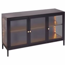 Commode avec étagères et façade en verre. Cette commode élégant est une excellente solution de rangement pour le couloir, le  ...